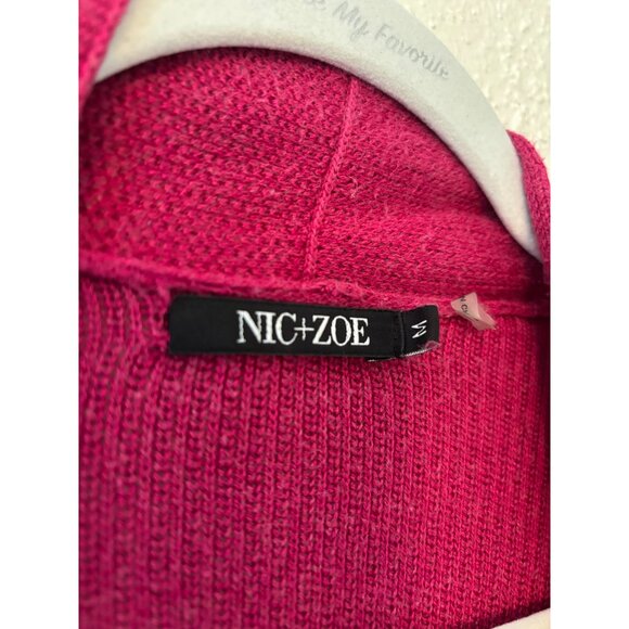 Nic+Zoe Hot Pink Open Front Lightweight Knit Cardigan Sweater Womens Size M - Picture 5 of 9